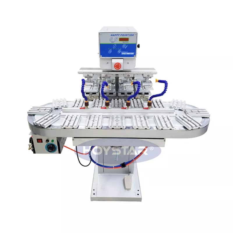 Štvorfarebná tampónová tlačiareň veľkej veľkosti s dopravníkom