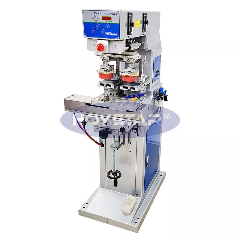 Dvojfarebná tampónová tlačiareň s kyvadlovým pracovným stolom