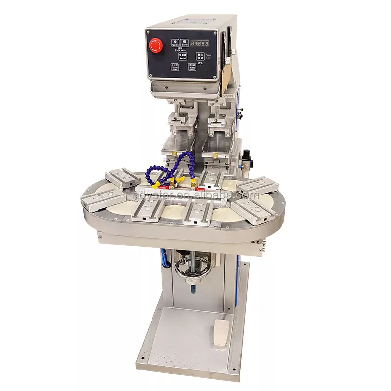 Dvojfarebný tampónový tlačiarenský stroj s rotačným stolom